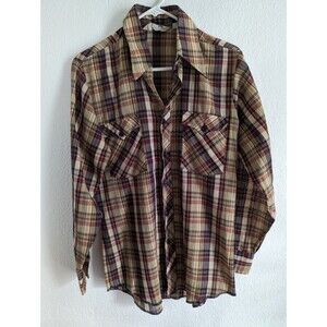 Wrangler Shirt Mens Plaid Button Up Long Sleeve Cotton Pre Owned Read Descriptio